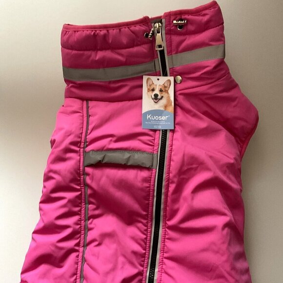 PINK WARM DOG COAT REFLECTIVE WINDPROOF,  WINTER DOG JACKET XL - Picture 6 of 11